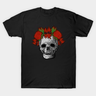 Native Australian Flower Crown on Skull - Sturt Desert Pea with Banksia Flowers - CreateArtHistory T-Shirt